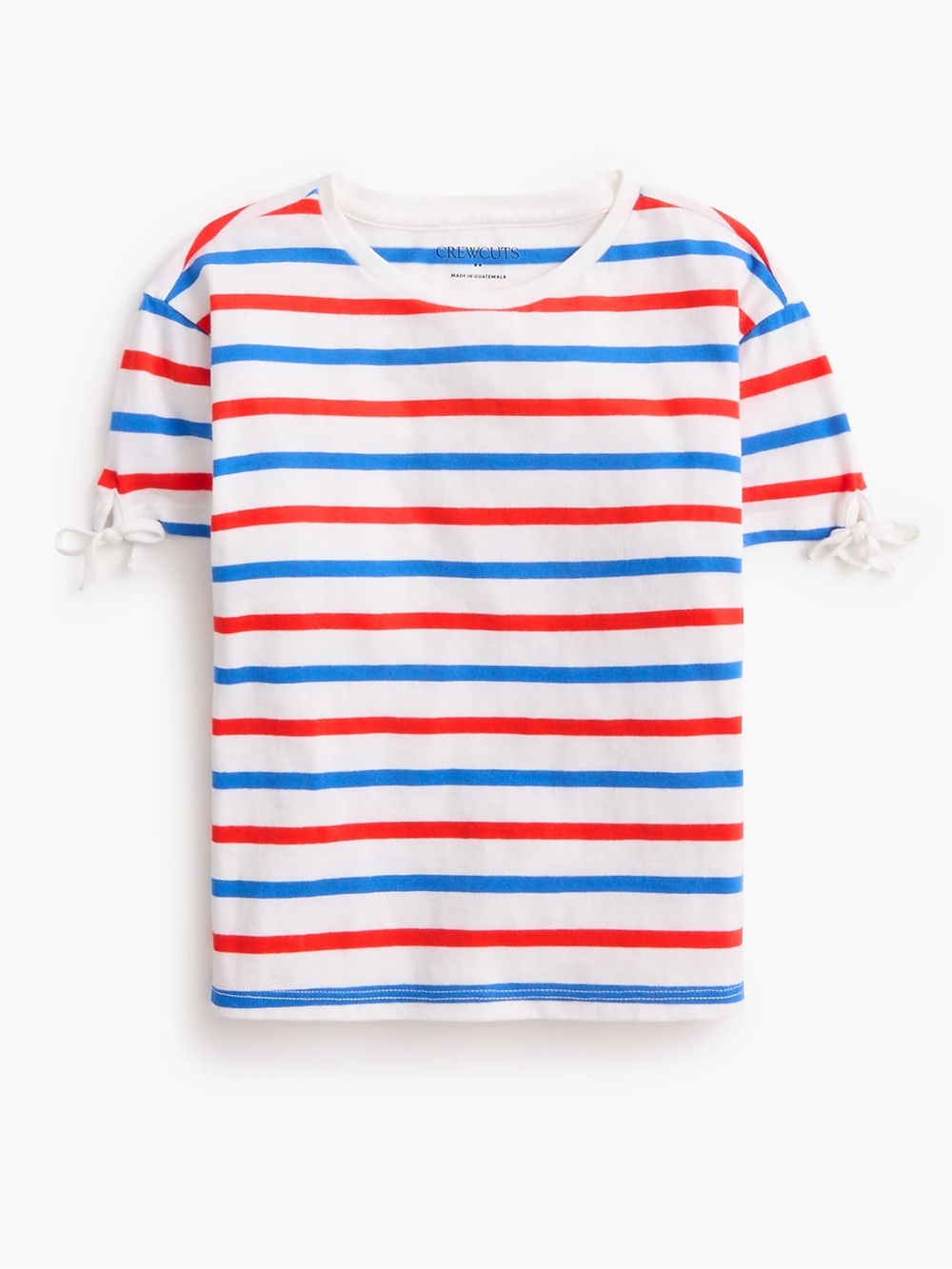 **NWT** J Crew- Crewcuts Girls' Red & Blue Striped Tie-Sleeve Tee - White Base